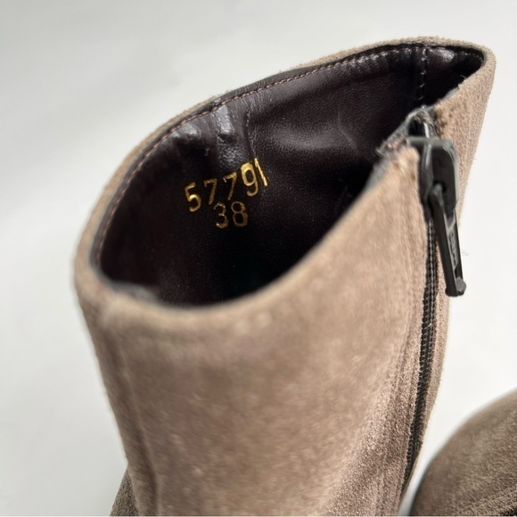 Lorenzo Dei Italian Leather Greige Taupe Suede Pointed Toe Ankle Booties Boots - Picture 8 of 13